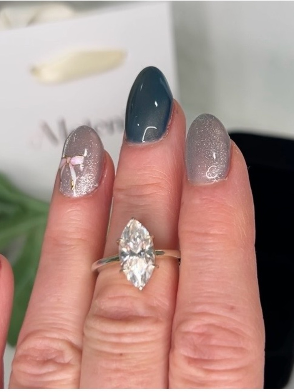 3CT Marquise-Cut Moissanite Solitaire 14K gold plating